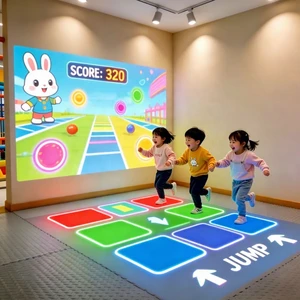 Indoor Amusement Park L Shaped Interactive Wall Floor Projection Kids Ball Touch Sports Games