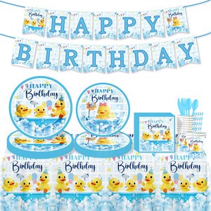 Gender Reveal Birthday Party Disposable Tableware Set Paper Plates Cups Tablecloth Banner Baby Shower Party Decorations Supplies