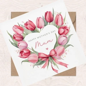 Custom Mother Day Greeting Card Watercolor Style Tulip Theme Blessing Gift For Mom Festival