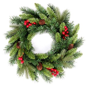 Eco-Friendly 40cm 50cm 60cm PVC Christmas Wreaths Garlands with Pine Cones Bow LED Lights Product Category Christmas Decorations