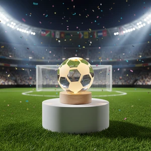 Wholesale Wooden LED Base with Crystal Ball Global Football Event Decoration Gift Fashion Trend Crafts for Christmas Holiday