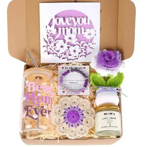 Personalized Gift Box for Mama Mother's Day Gift for Mom Floral Card Scented Candle Best Mom Ever Tumbler-Customized Color Silk