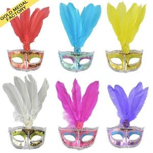 Red Wholesale White Eco-Friendly PVC Halloween Feather Party Masks Bulk Venetian Carnival Masquerade Birthday Wedding Carnival