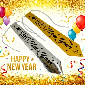 New Year Party Tie Accessories 6-A-Pack Cross-Border Holiday Props Printing Etiquette Belt Arrow-Shaped Paper Jam