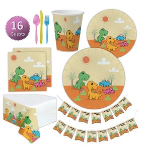 Bulk Yellow Paper Tableware Set Cake Forks Cups Plates For Easter Brunch With Eco Friendly Spoons