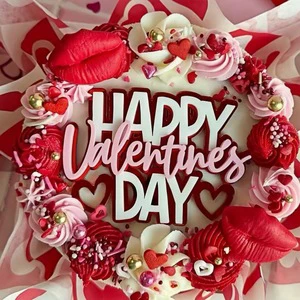 New Arrival Lovely Double Layer Acrylic Eco-Friendly Cake Cupcake Topper for Happy Valentine's Day Decoration