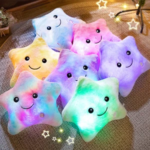 Valentine's Day Glowing Star Shaped LED Light Toy Creative Luminous Baby Bed Pillows Stuffed Twinkle Star Night Light Up Pillow