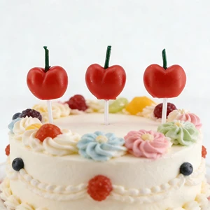 Cute Cherry Shaped Birthday Candles | Fruit Themed Cake Toppers for Kids' Birthday & Party Decorations