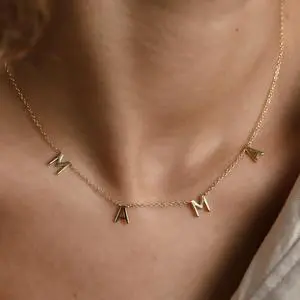 Mother's Day Gift Idea 925 Sterling Silver MAMA Necklace MAMA Letter Pendant Brass Gold Plated Necklace Gift for Mothers Day