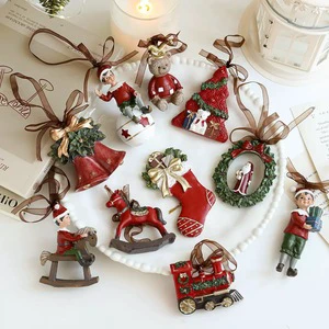 New Product Christmas Decoration Nordic Retro Christmas Tree Decoration Resin Elf Bell Trojan Horse Pendant
