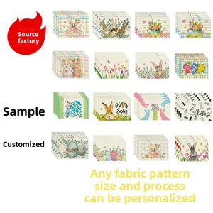 Cross-border Easter Bunny Placemat Holiday Party Table Decor Linen Printed Heat-Resistant Coaster China Model 1006Wholesale