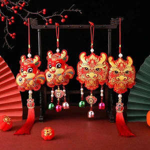 Customized Chinese Lunar New Year Products 2024 New Year Cartoon Dragon Hanging Ornaments Spring Festival Chinese Knot Pendant