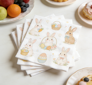Thickened Easter Bunny Egg Printed Disposable Party Napkins Kids Easter Party Printed Disposable Paper Napkins
