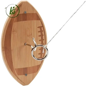 Christmas Natural Bamboo Wood Hook And Ring Toss Game With Long Board
