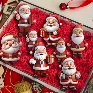 Funny Santa Claus Wooden Christmas Tree Ornaments Set 12 Cute 2D Flat Hanging Decorations Factory for Holiday Party Favors Home