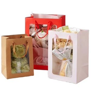 Transparent Window Handbag with Valentine's Day Flowers Printed on It. Window Handbag with Customizable Logo.