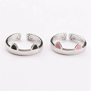 Best Valentine's Day Gift Adjustable Plated Metal Cute for Silver Ring for Girl Couple