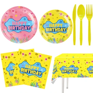 Cartoon Kids Birthday Theme Party Customized Items Tableware Set and Birthday Decorations Including Napkins