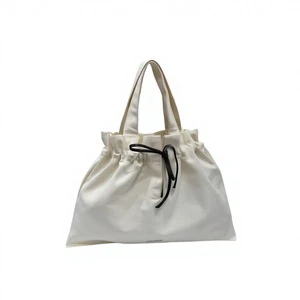 Wholesale Canvas Cotton Tote Bag Eco-Friendly Reusable Handled Drawstring Shopping Bag Custom Logo Print For Corporate Gifts