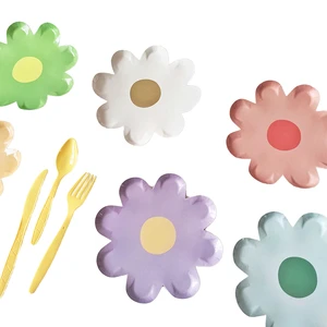 DAMAI Ins Style High Quality Disposable Daisy Paper Plate Theme Party Children's Ornaments Birthday Decoration Scene Layout