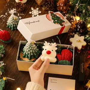 Handmade Creative Christmas Scented Tree Candles Set Wholesale Soy Wax Fragrance Candles Christmas Candles