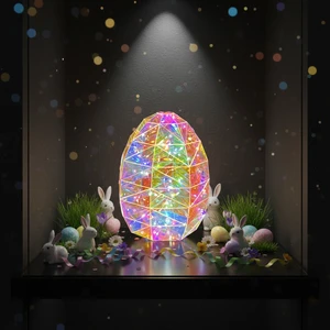 Modern Eco-friendly RGB Lighting Prismatic Iridescent LED Easter Egg Decor 50 LED USB Powered Easter Party Decorations Gifts PET