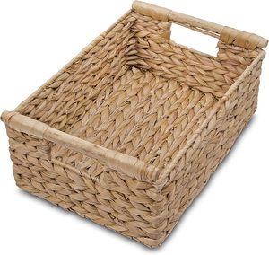 Factory Wholesale Rectangular Design Hyacinth Medium Wicker Basket With Handle