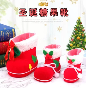 New Red Large Christmas Decorations Children's Gift Bags Candy Christmas Boots High Quality Christmas Products Manufacturers