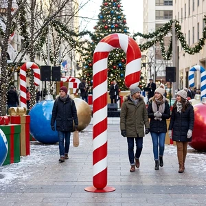 Giant Fiberglass Christmas Candy Cane Prop Outdoor Holiday Decoration For Mall Plaza Immersive Candyland Theme Party Display