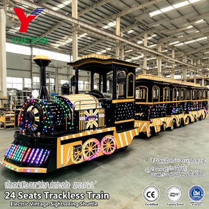 24 Seats Electric Trackless Sightseeing Train CE Lithium Battery Vintage Tourist Train Custom Light For Scenic Park Zoo Mall