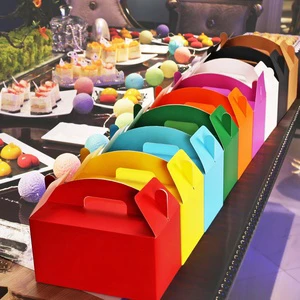 Customizable Packaging Mousse Macarons Cupcakes Party Favors Rainbow Color Portable Cake Boxes With Handle