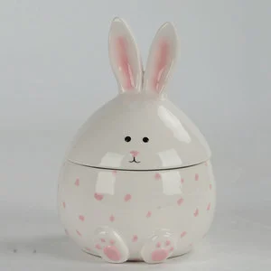 White Pottery Easter Bunny Shaped Sugar Bowl & Spice Jar Creative Easter Daily Use Product From China