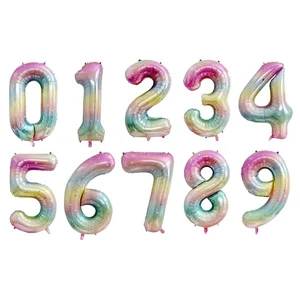 Hot Sale 40-Inch Rainbow Star Gradient Digital Aluminum Film Balloon Children's Birthday Party Decoration Scene Layout