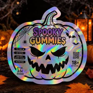 Spooky Halloween Shaped Mylar Bag For Pumpkin Candy Packaging Smell Proof Resealable Die Cut Zipper Pouch Low MOQ