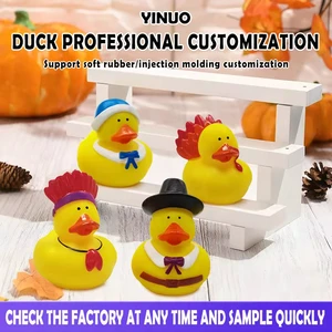 Thanksgiving Themed Rubber Duck Bulk Squeaky Floating Bath Toy for Fall Festival Party Favors and Holiday Gift Sets