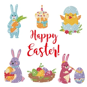 Easter Eggs Cartoon Sticker Diamond Painting Stickers Kits for Kids Gifts Rabbit Mosaic Sticker Paster Child Puzzle Gift