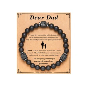 Father's Day Best Gift to Dad Husband Son Boyfriend Men Grandpa Natural Stone Card Bracelet Bead Bracelet