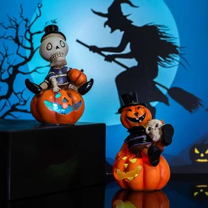 Hot Selling Halloween Decoration Seven-color Flashing Pumpkin Skeleton Lantern for Props for the Ghost Festival Party