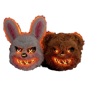 Halloween Glow Mask Scary Costume Accessories with LED Lights Durable Plastic Horror Masks for Adults Kids Party Decor Wholesale