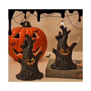 Hot Selling Halloween Gifts, Portable Ghost Tree LED Lights Miniature Landscape Plastic Crafts Decorations