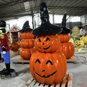 Outdoor Pumpkin Decor Halloween Ornament Creative Pumpkin Witch Home Party Decor Fiberglass Resin Halloween Sculpture