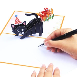 3D for up Handmade Paper Greeting Card with Envelope for up Funny Rainbow Farting Kitten Thanksgiving Birthday Gift Card