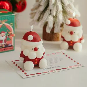 Handmade Christmas Favorite Santa Claus Shaped Cute Design Party Ready Home Decor Fragrant Scented Candle