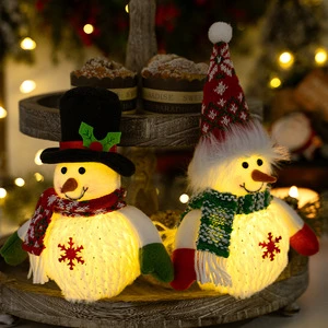 Santa Snowman Lights Handmade Battery-powered LED Ornament Light Eco-friendly Modern Non-woven Fabric Children's Gift Christmas