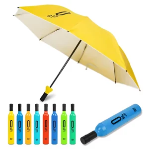 Bottle Umbrella Custom With Logo Anti-UV Wine Bottle Umbrella No Drip Manual Folding Rain Shelter Travel Gift Set Parapluie