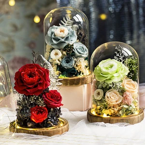 2025years New Product Ideas Large Preserved Flowers In Glass Dome Valentines Day Gifts Eternal Real Rose Everlastingbest Quality