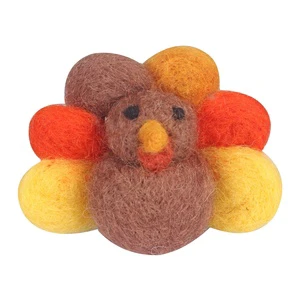 Handmade Needle Felted Wool Colorful Turkey DIY Decoration Christmas Multi-Color Thanksgiving Hobby Craft Multisize