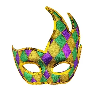 Party Costumes Accessory Venetian Party Halloween Mask Purple Gold Glitter Masquerade Mardi Gras Mask