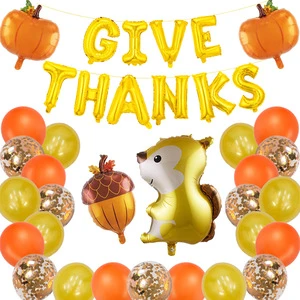 New Thanksgiving Party Atmosphere Decoration Squirrel Maple Leaf Aluminum Film Balloon Set