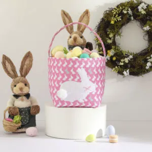 Factory Hot-selling Easter Rabbit Bucket for Children to Use for Candy Buckets Cute Rabbit Print Easter Decorative Bucket